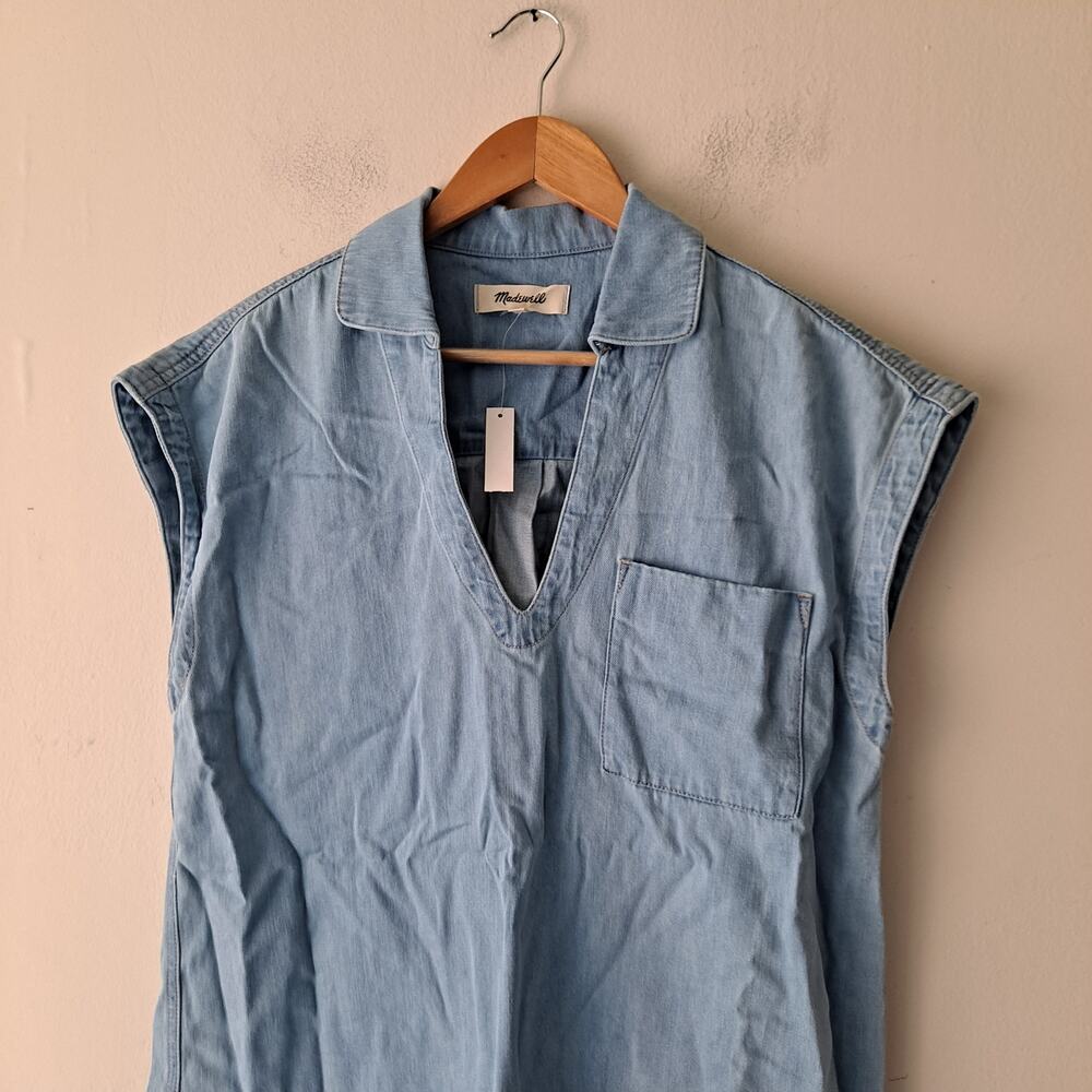 NWT Madewell Denim Tunic Dress Mini Shift Kelleyville Wash Blue Women's Size L - Picture 6 of 14